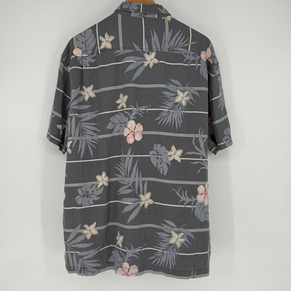 Tommy Bahama Mens Gray 100 % Silk Floral Short Sleeve Shirt 3XL - Picture 3 of 8